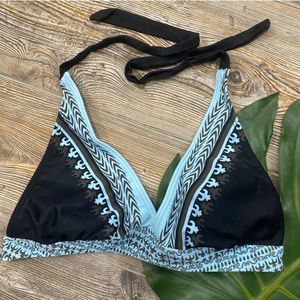 Athleta blue and black bikini top